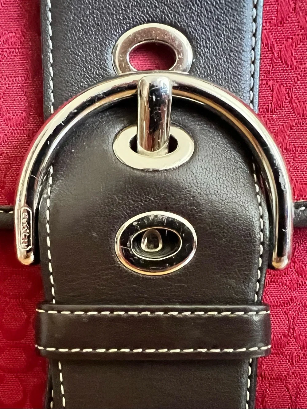 Coach red 6808 soho vintage mini signature brown leather shoulder bag